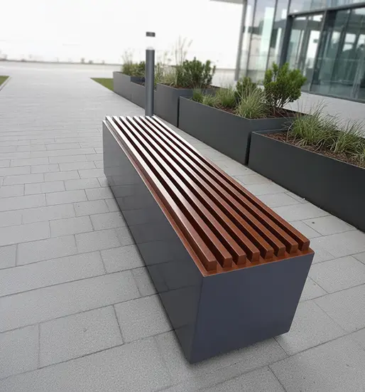frp outdoor bench with planter